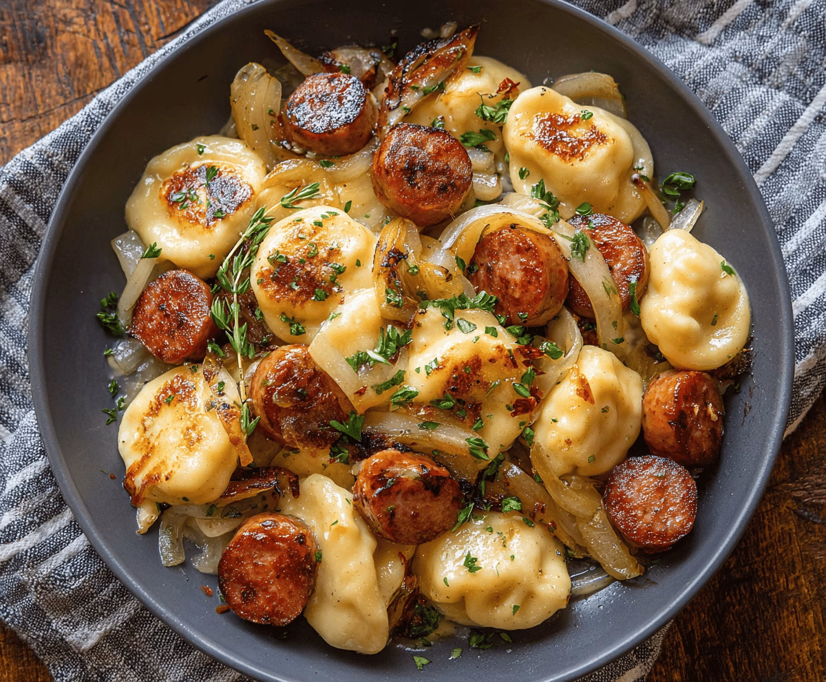 Easy Classic Perogies and Sausage Skillet Recipe